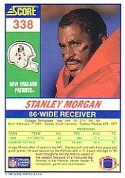 1990 Score #338 Stanley Morgan Back