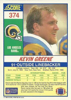 1990 Score #374 Kevin Greene Back