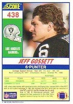 1990 Score #438 Jeff Gossett Back