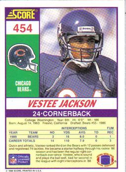 1990 Score #454 Vestee Jackson Back