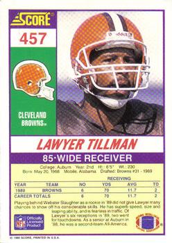 1990 Score #457 Lawyer Tillman Back