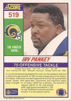1990 Score #519 Irv Pankey Back