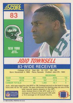 1990 Score #83 JoJo Townsell Back