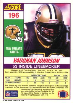 1990 Score #196 Vaughan Johnson Back