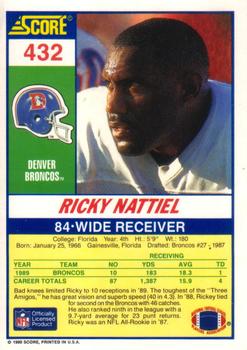 1990 Score #432 Ricky Nattiel Back