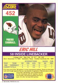 1990 Score #452 Eric Hill Back