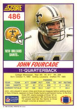 1990 Score #486 John Fourcade Back