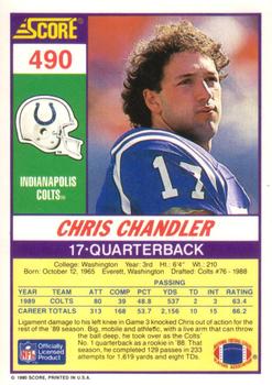 1990 Score #490 Chris Chandler Back