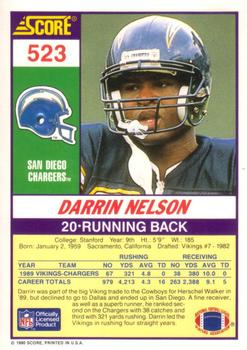 1990 Score #523 Darrin Nelson Back