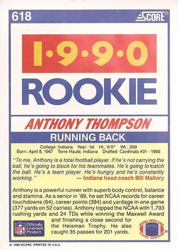 1990 Score #618 Anthony Thompson Back