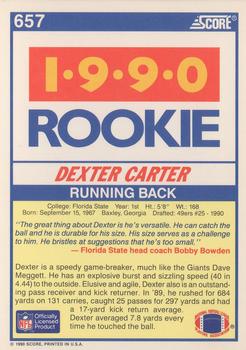 1990 Score #657 Dexter Carter Back