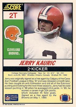 1990 Score Rookie & Traded #2T Jerry Kauric Back