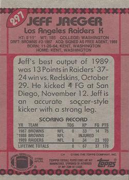 1990 Topps #297 Jeff Jaeger Back