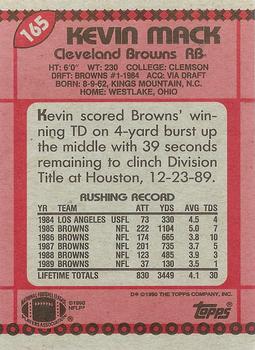 1990 Topps #165 Kevin Mack Back