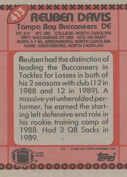 1990 Topps #413 Reuben Davis Back