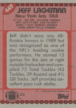 1990 Topps #449 Jeff Lageman Back