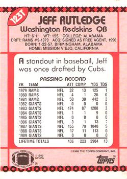1990 Topps Traded #123T Jeff Rutledge Back