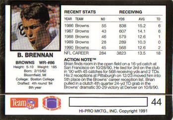 1991 Action Packed #44 Brian Brennan Back