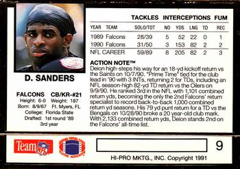 1991 Action Packed #9 Deion Sanders Back