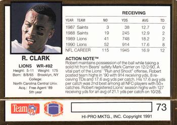 1991 Action Packed #73 Robert Clark Back