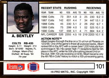 1991 Action Packed #101 Albert Bentley Back
