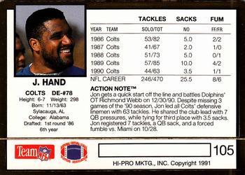 1991 Action Packed #105 Jon Hand Back