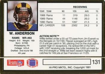 1991 Action Packed #131 Willie Anderson Back