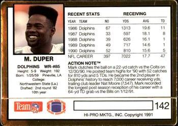 1991 Action Packed #142 Mark Duper Back