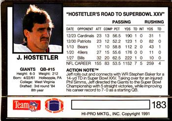 1991 Action Packed #183 Jeff Hostetler Back