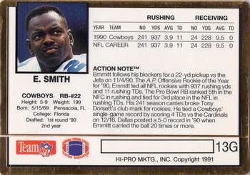 1991 Action Packed - 24K Gold #13G Emmitt Smith Back