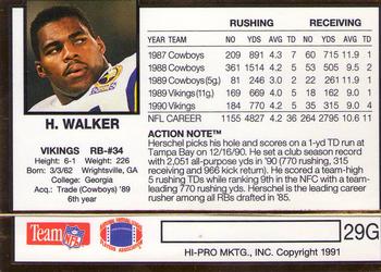 1991 Action Packed - 24K Gold #29G Herschel Walker Back