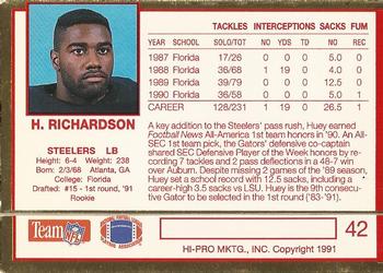 1991 Action Packed Rookie/Update #42 Huey Richardson Back