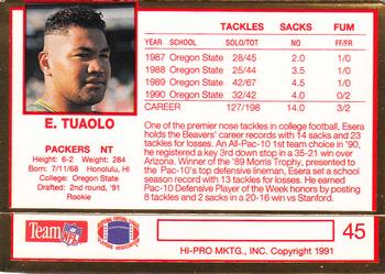 1991 Action Packed Rookie/Update #45 Esera Tuaolo Back