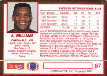 1991 Action Packed Rookie/Update #67 Aeneas Williams Back
