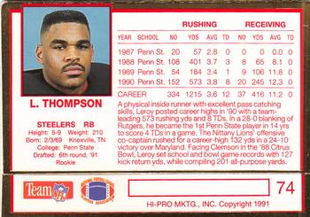 1991 Action Packed Rookie/Update #74 Leroy Thompson Back