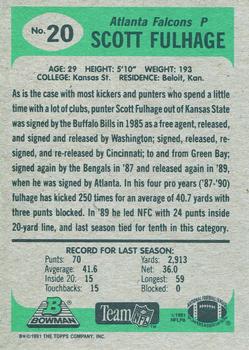 1991 Bowman #20 Scott Fulhage Back