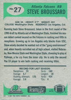 1991 Bowman #27 Steve Broussard Back