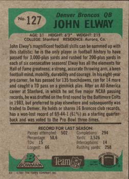 1991 Bowman #127 John Elway Back