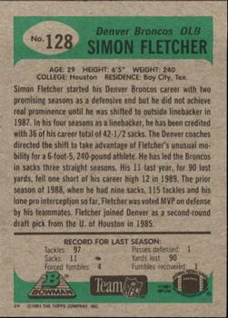 1991 Bowman #128 Simon Fletcher Back