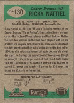 1991 Bowman #130 Ricky Nattiel Back