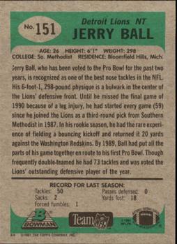1991 Bowman #151 Jerry Ball Back