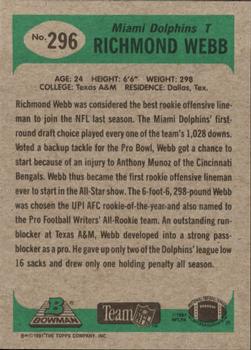 1991 Bowman #296 Richmond Webb Back