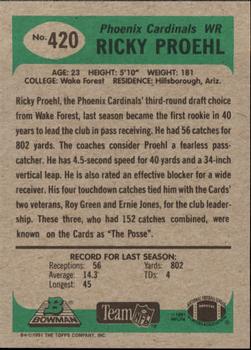 1991 Bowman #420 Ricky Proehl Back