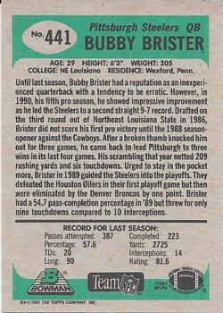 1991 Bowman #441 Bubby Brister Back