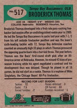 1991 Bowman #517 Broderick Thomas Back