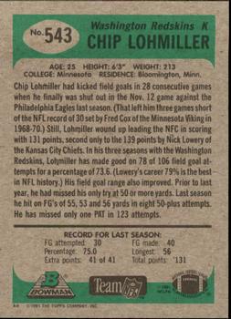 1991 Bowman #543 Chip Lohmiller Back