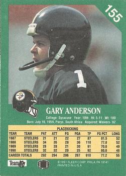 1991 Fleer #155 Gary Anderson Back