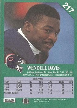 1991 Fleer #217 Wendell Davis Back