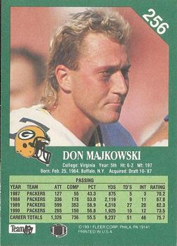 1991 Fleer #256 Don Majkowski Back