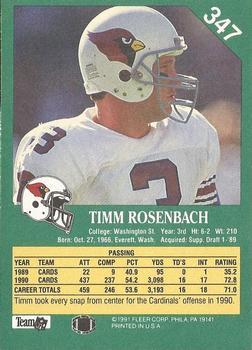 1991 Fleer #347 Timm Rosenbach Back